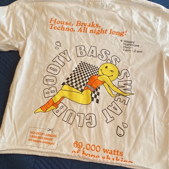 Unisex Cropped boogie bass sweat club white t-shirt - Picture 2 of 2